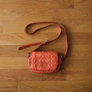 Liz Claiborne Crossbody Bag Women Orange Quilted Logo Y2K Small Messenger Style
